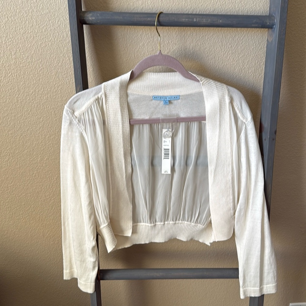 Cropped open front cardigan